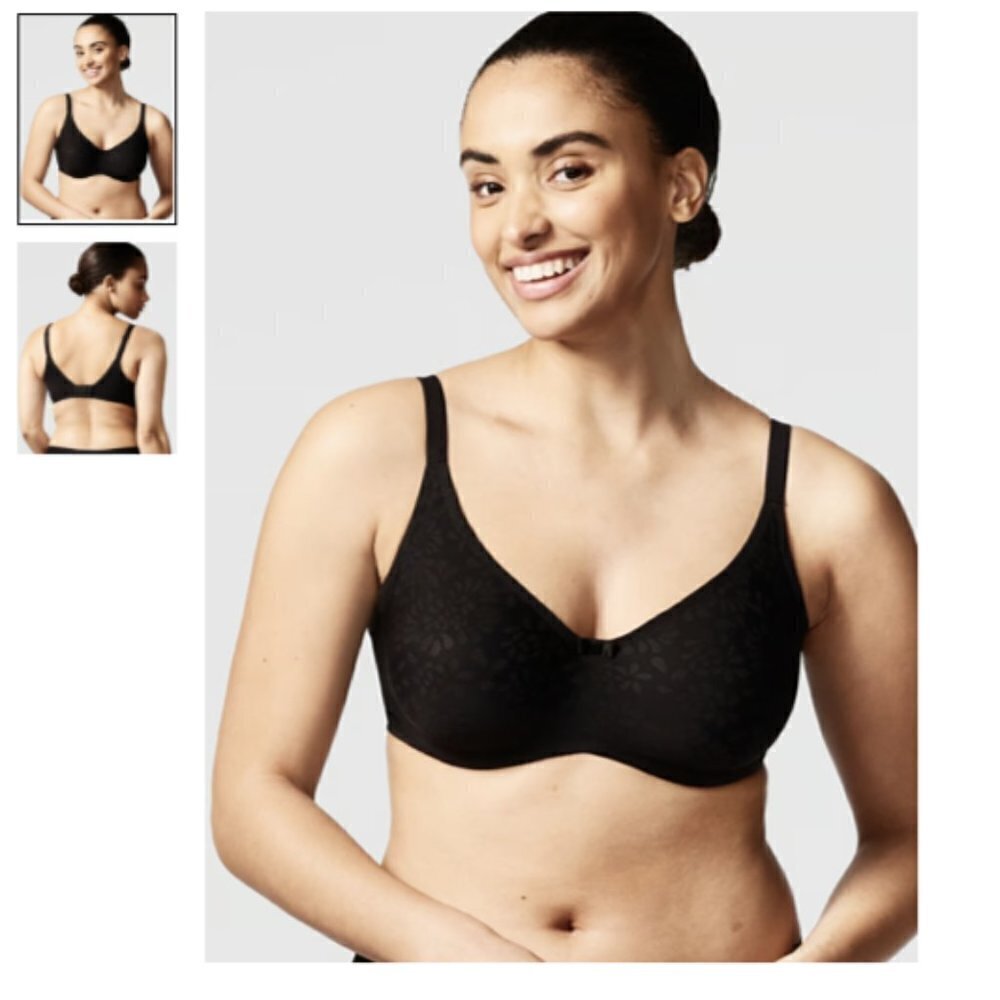 Chantelle Comfort Chic Seamless T-Shirt Bra Black Smooth Underwire Size 34F